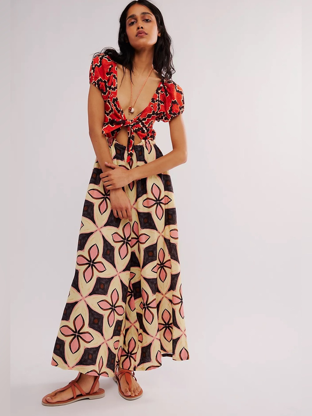 Free People Bali Golden Age Wide Leg Jumpsuit Size Small Boho Indie Vacation